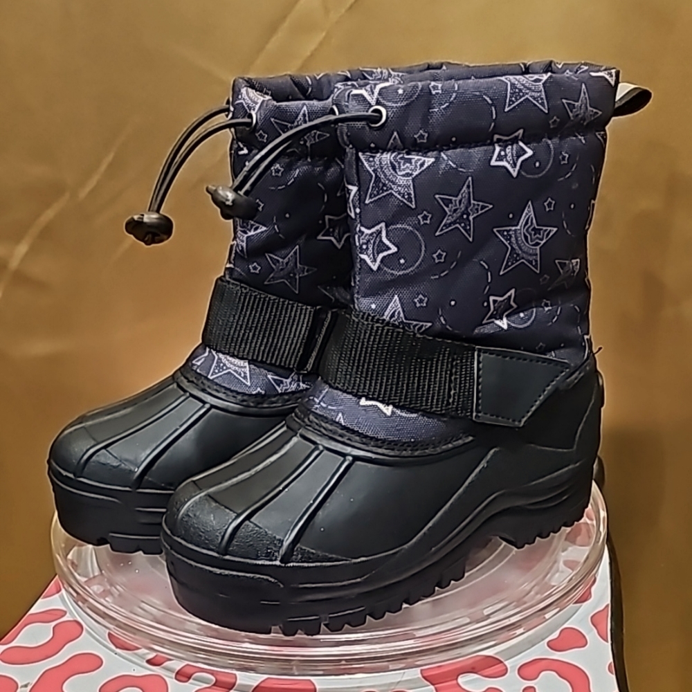 J Toddler Boys Girls Purple Star Snow Boot Waterproof Insulated Traction Sole 12